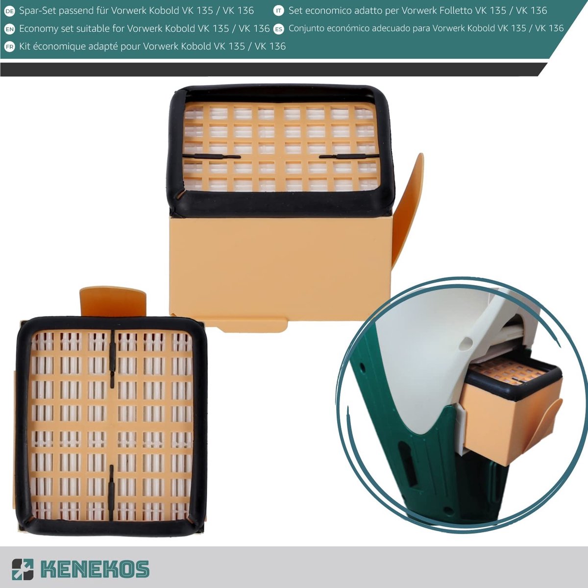 Omgoods - Filterset 16-delig voor Vorwerk Kobold VK 135/136 inclusief 12 stofzuigerzakken.