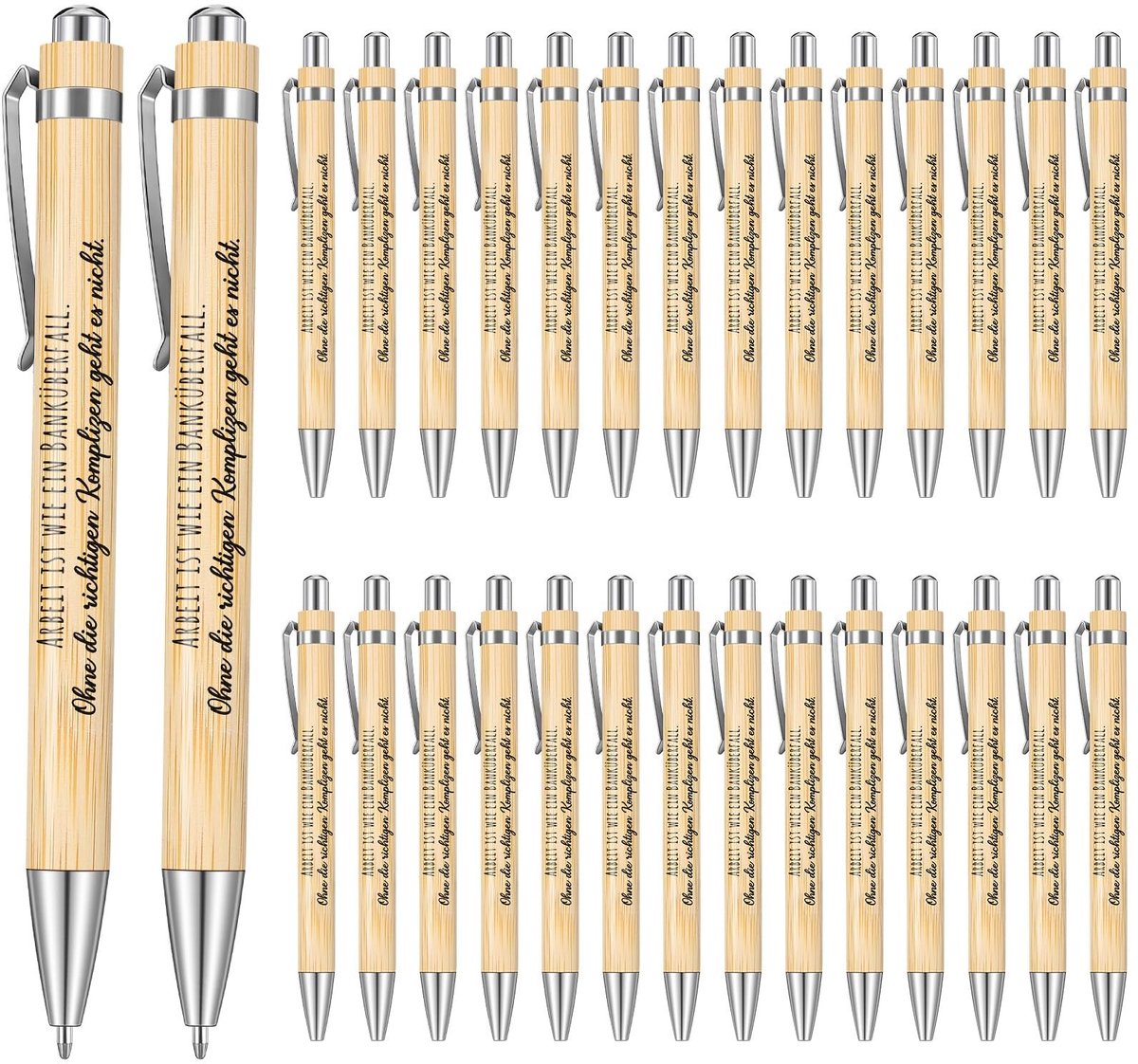 Omgoods - 30 Stuks Houten Balpennen met Gravure - Origineel Cadeau voor Collega's en Vrienden