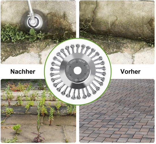 Omgoods- Onkruidborstel hoge stabiliteit - Stalen borstels - Eenvoudige montage - 25,4 x 200 mm - Robuust - Geschikt voor grastrimmer - Onkruidtrimmer — afbeelding 2