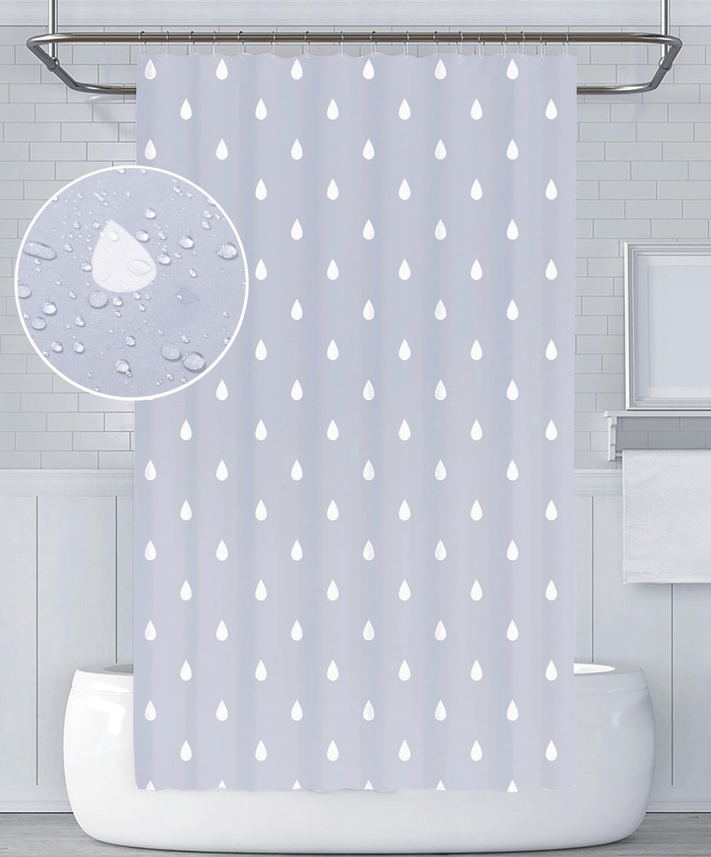 Omgoods - Waterdicht Witte en Grijze Douchegordijn Set 183 x 182 cm