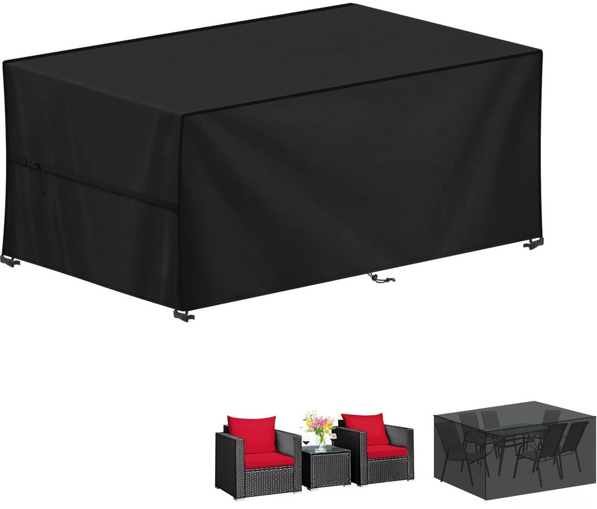 Omgoods- Tuinmeubelafdekking Waterdicht - 420D Oxford Weefsel - Winddicht Design - Scheurvast - Tuintafelhoes - Afdekking voor Buiten 150x90x75cm - Meubelhoes