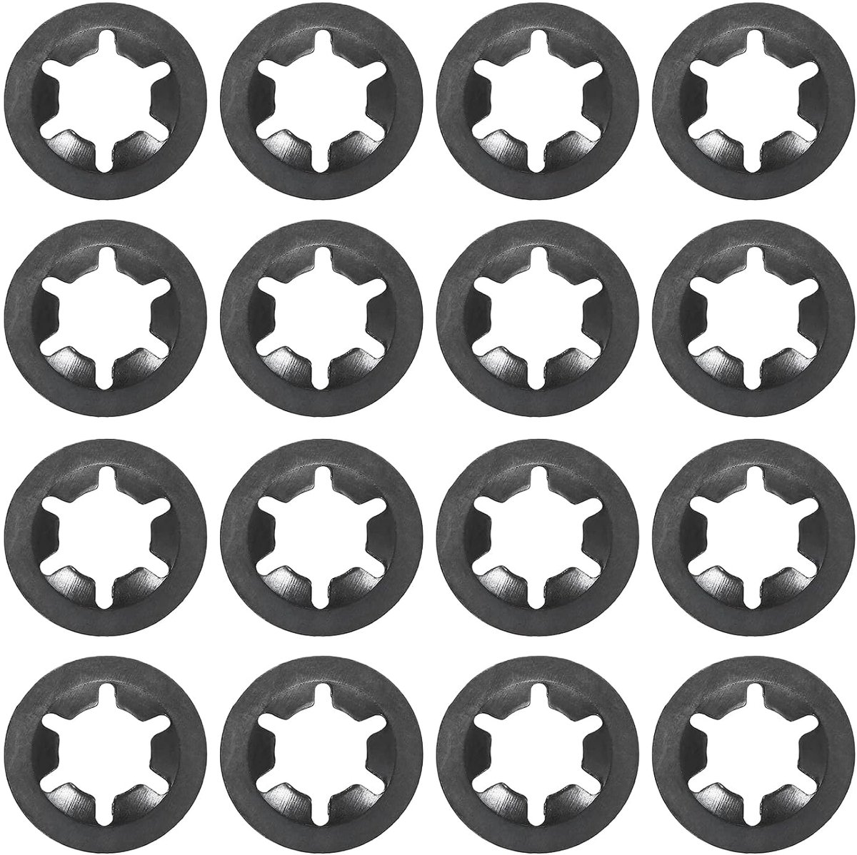 110 stuks binnentand klemschijf, borgringen, M12 x 25 mm, zekeringen, sluitringen, mangaanstaal, borgringen, set voor schroeven, bouten, moeren, draadstang, handgrepen, zwart