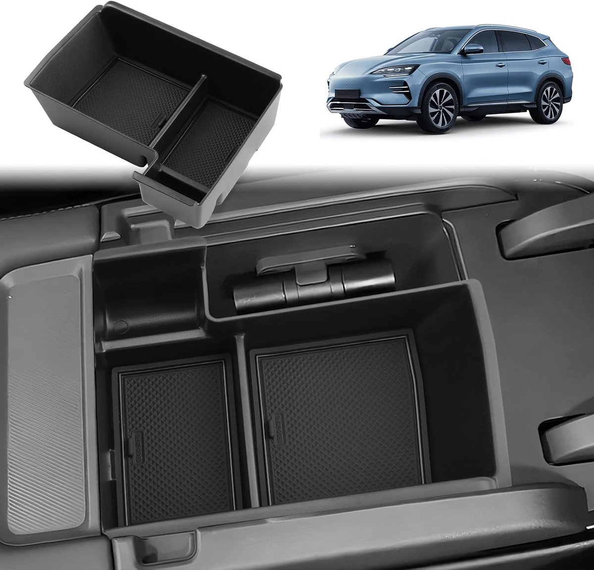 Seal U DMi EV opbergdoos voor middenconsole, compatibel met BYD Seal U DM-i 2026, 2025, 2024, armleuning-organizer, plank met rubberen mat, 2025 Seal U DM-i accessoires [alleen met hamer]