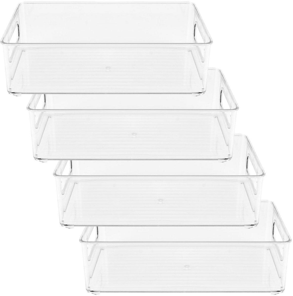 Omgoods - 4 Stuks Transparante Koelkastopbergdozen met Handvatten