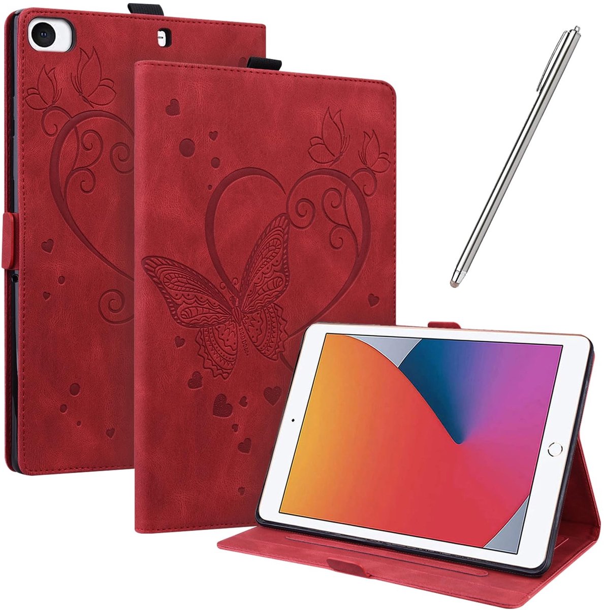 Omgoods - Folio Flip Case voor iPad Mini 1-5 - Rood met Kaartsleuf