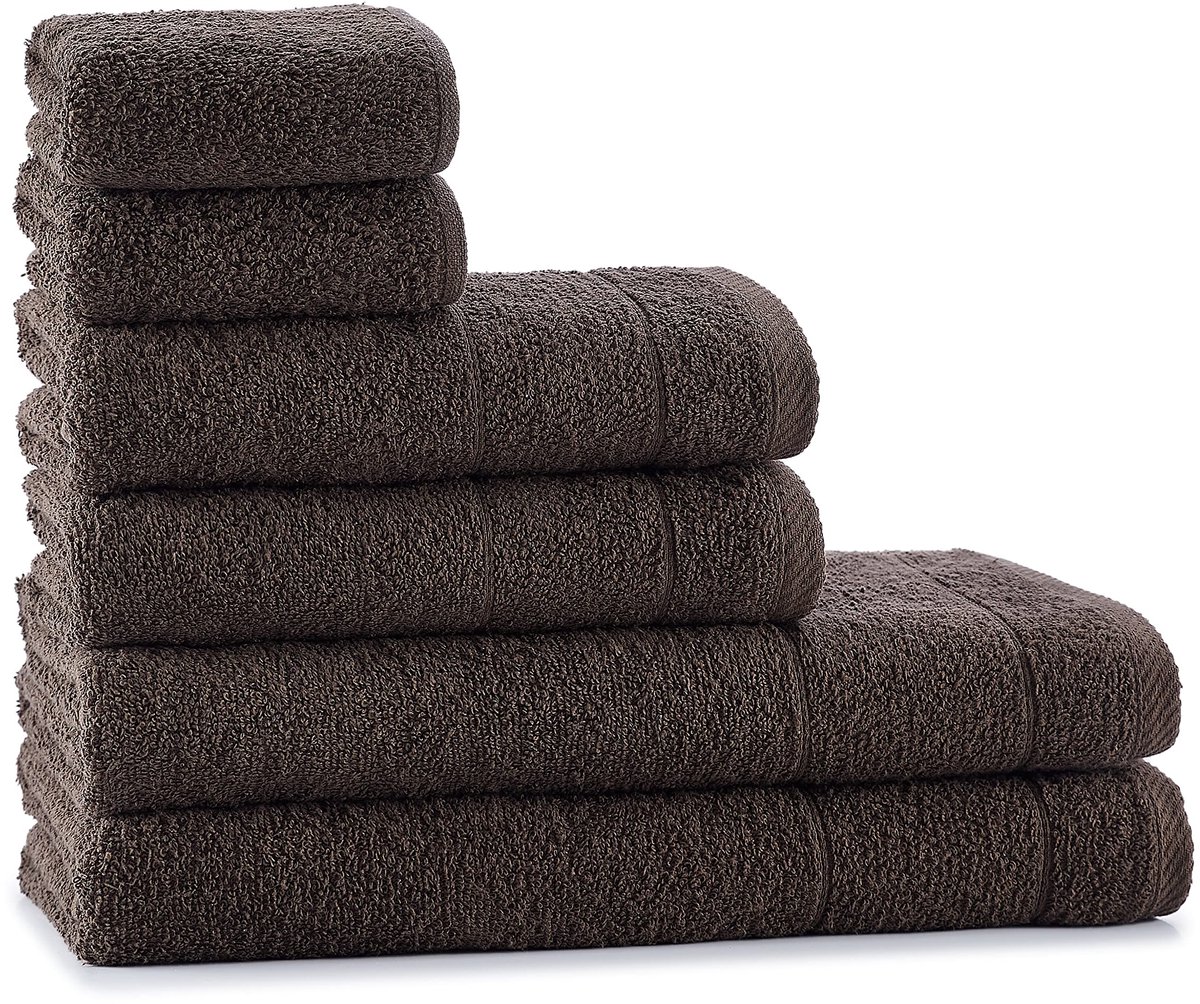 Omgoods - Premium Handdoekenset 100% Katoen, 6 Stuks, Bruin