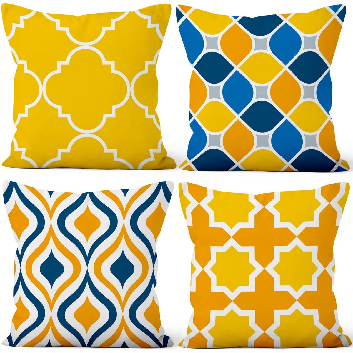 Omgoods - Set van 4 Geometrische Kussenhoezen - Modern Design voor Woonkamer en Tuin