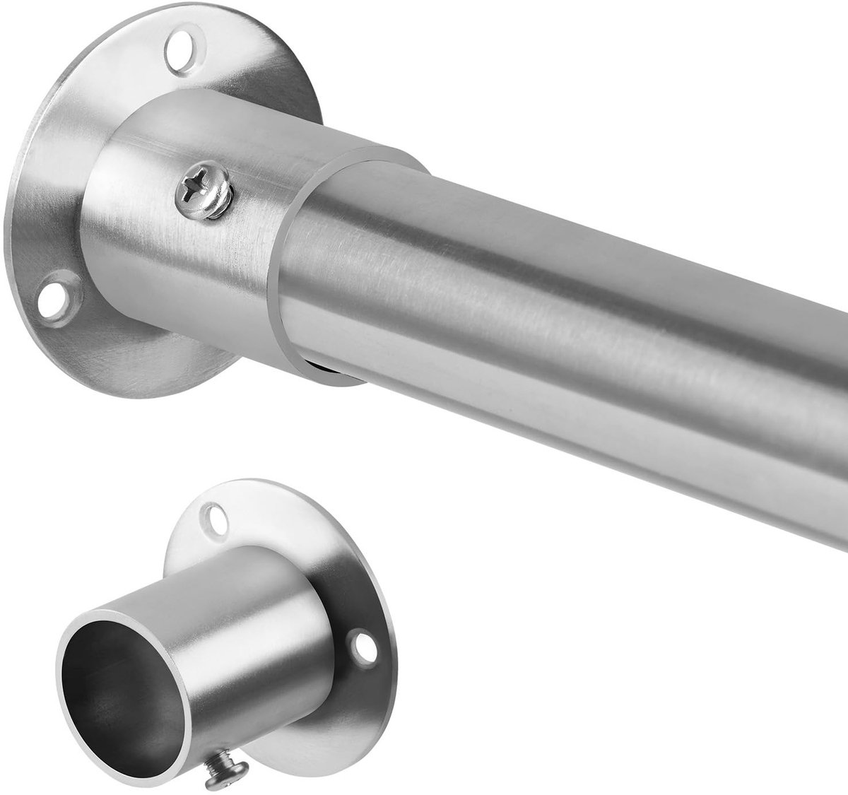 Omgoods- Gordijnroede roestvrij staal - Verstelbaar 70-103 cm - Telescoopstang - Set van 2 - Eenvoudige installatie - Diameter 25 mm - Kledingstang