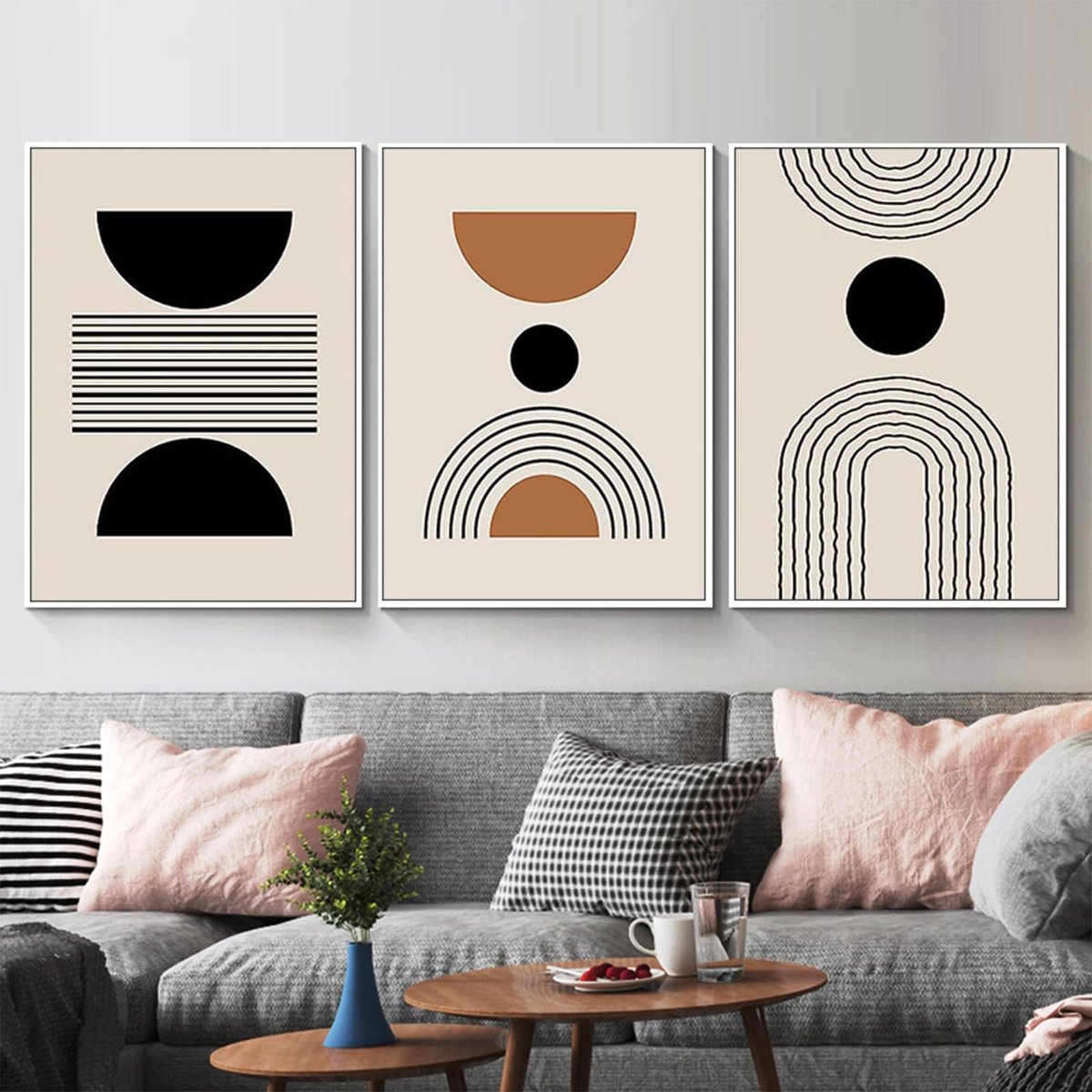 Omgoods - Abstracte Lijn Geometrische Schilderingen - Botanische Kunst Poster Set