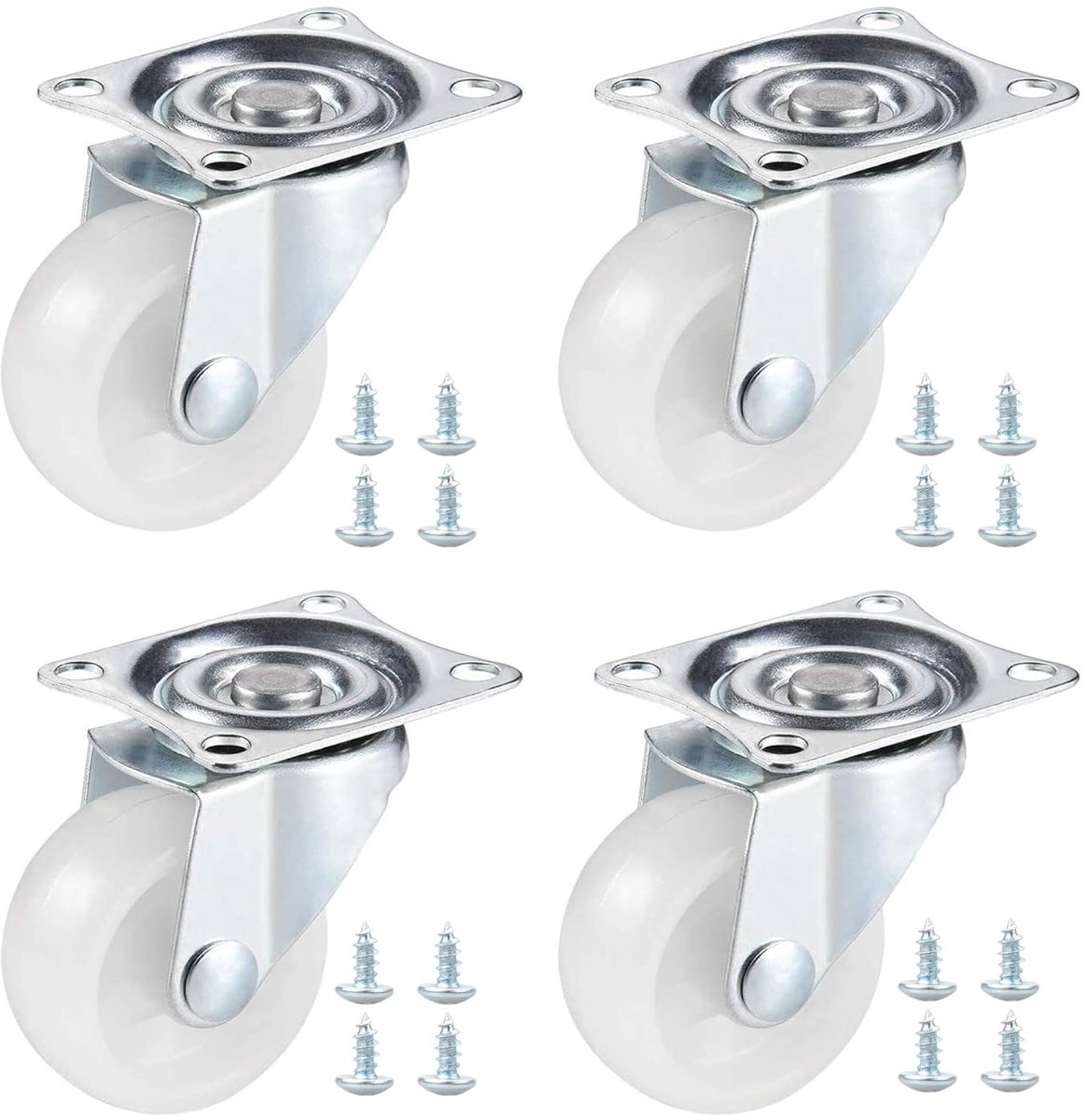 Zwenkwielen 1,5" Heavy Duty Caster wielen met dubbele kogellagers rubber meubelwielen voor doe-het-zelf industriële toepassingen
