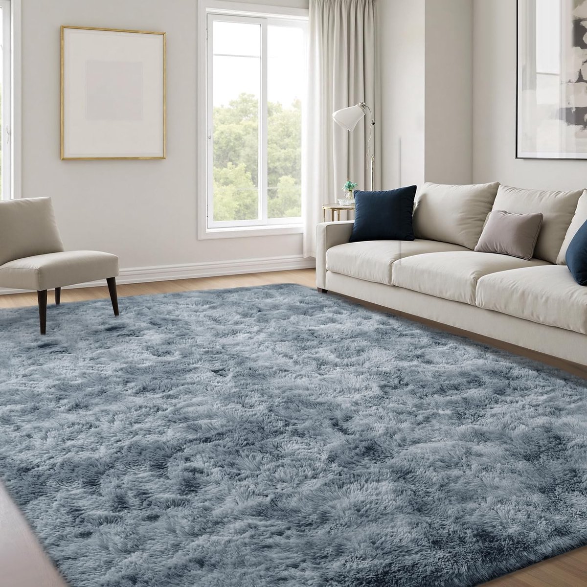 Omgoods - Hoogpolig Vloerkleed Grijs 120x170 cm - Zacht en Wasbaar voor Woonkamer en Slaapkamer