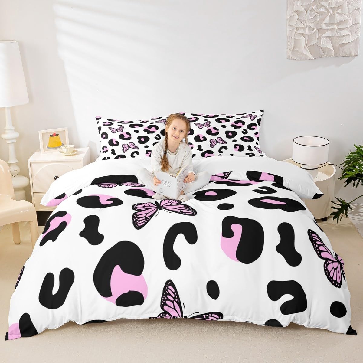 Omgoods - Roze Luipaardprint Duvet Cover Set voor Kinderen