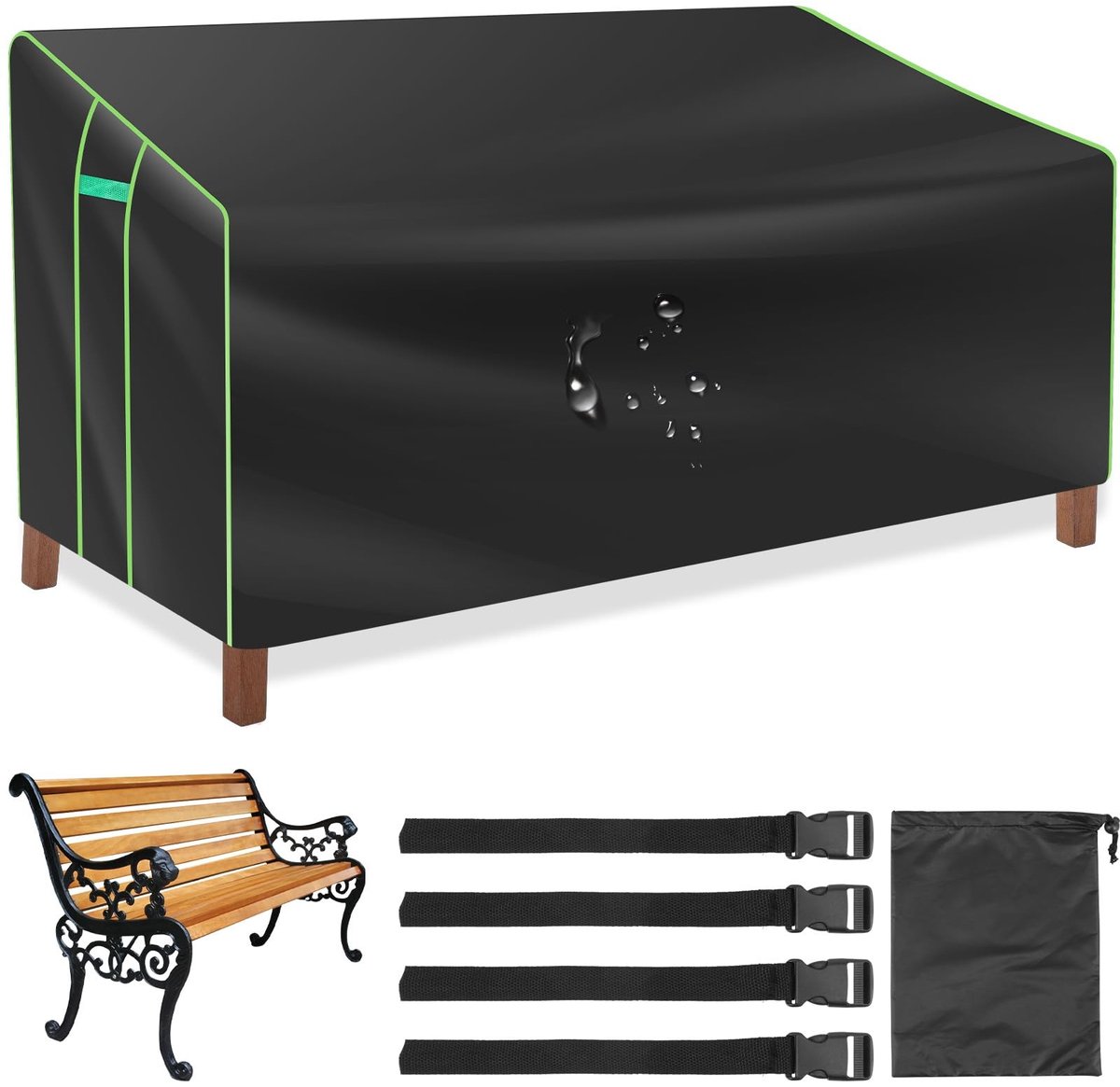 Omgoods - Tuinbankhoes voor 3 Zits - 201 x 110 x 64/80 cm - Waterdichte Oxford Stof