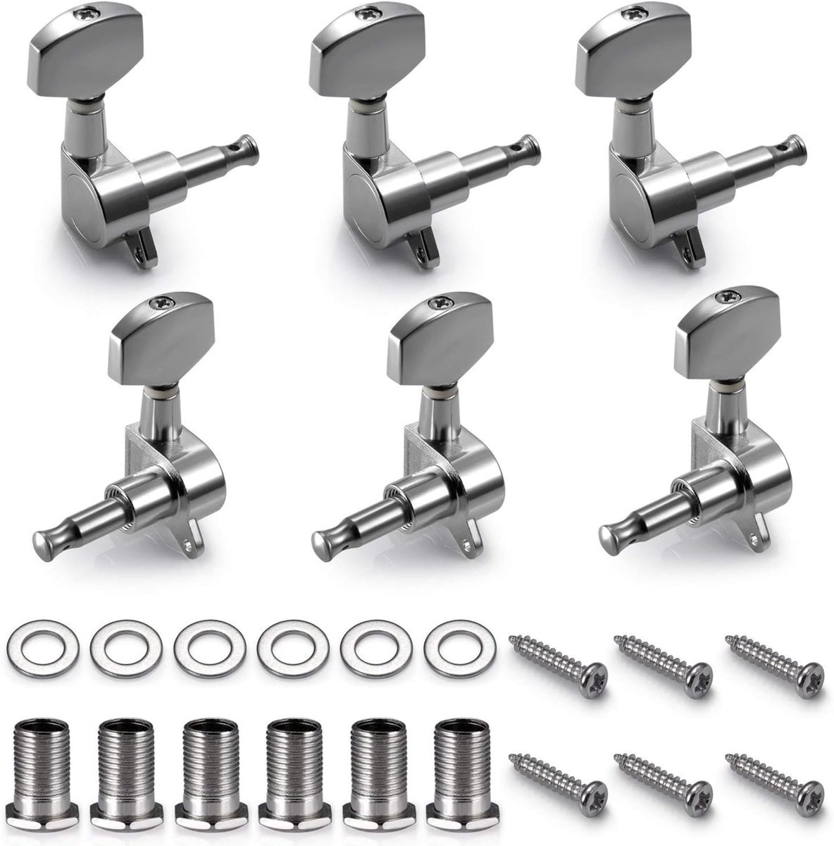 6 Stuks Gitaar Machine Hoofden Knoppen Gitaar String Tuning Pinnen Machine Hoofd Tuners voor Elektrische of Akoestische Gitaar (3 Links + 3 Rechts)