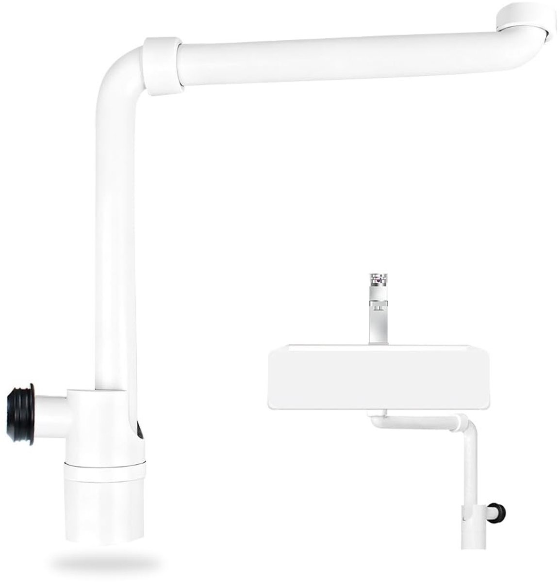 Omgoods - Ruimtebesparende Afvoer Sifon - 360° Verstelbaar, Wit