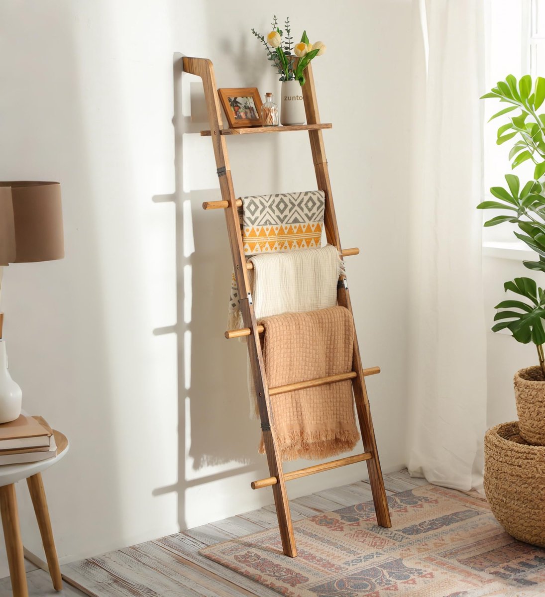 Omgoods - Houten Handdoekladders met 5 Trappen en Plank