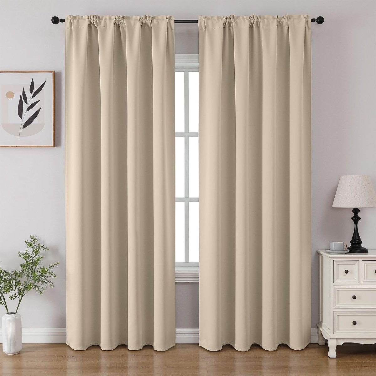 Omgoods - 2 Panelen Zwarte Gordijnen - 63 Inch Dichtheid voor Slaapkamer en Woonkamer