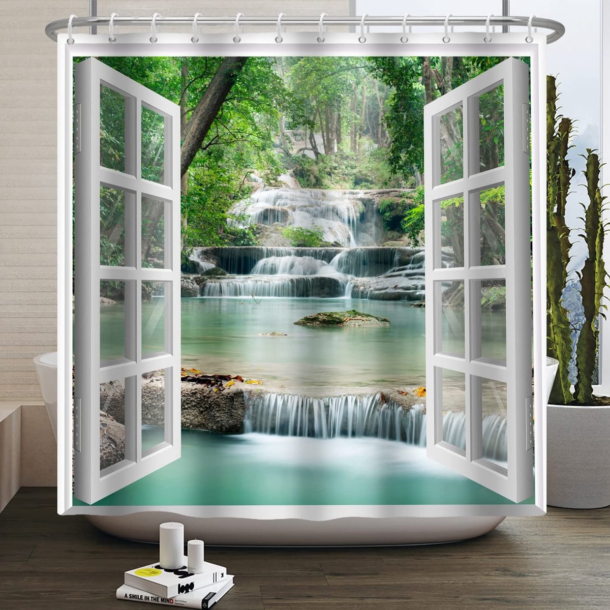 Omgoods - Waterval Douchegordijn 165x180 cm met Haken