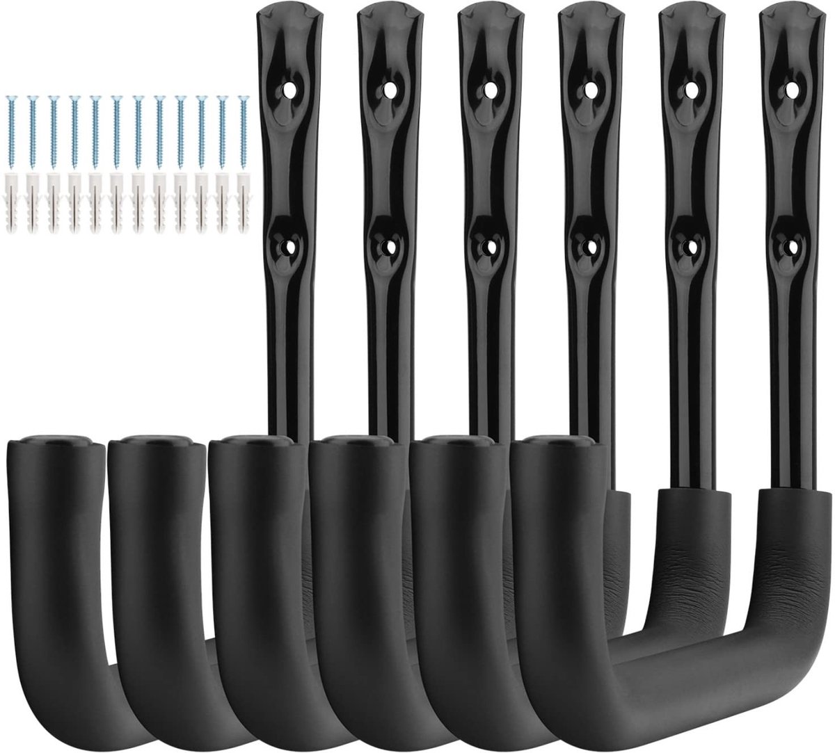 Omgoods - Heavy Duty Opslaghaken - Wandbevestiging voor Tuin- en Huishoudgereedschap, 6 Stuks