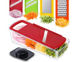 Omgoods - Geedel 4-in-1 Multifunctionele Mandoline Groentesnijder - Rood