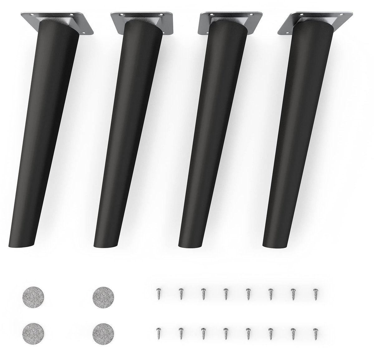 Omgoods - Meubelpoten van Massief Beukenhout - 25cm Hoog Mat Zwart