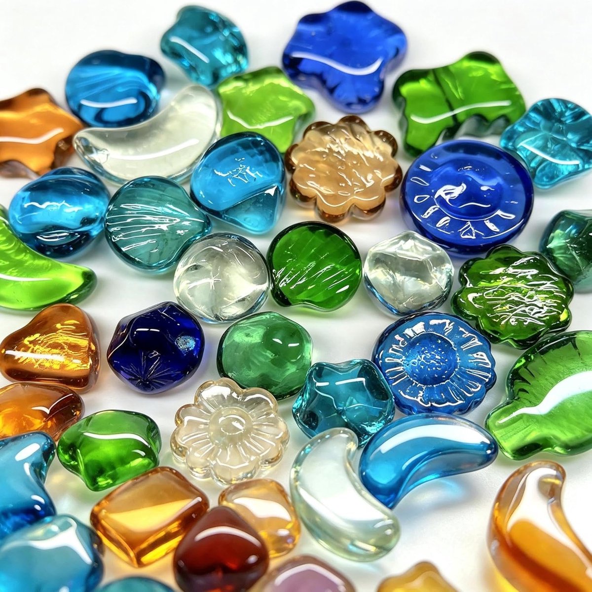 450 g ca. 20 stuks dreuzelstenen gekleurde glazen stenen (B: kleurrijke glazen stenen)