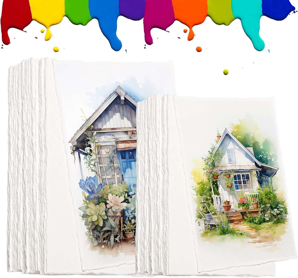 Aquarelpapier, 160 g/m², handgeschept papier, ansichtkaarten, blanco, dik papier voor doe-het-zelf schilderijen, brieven, uitnodigingen, tekenen, tekenen en