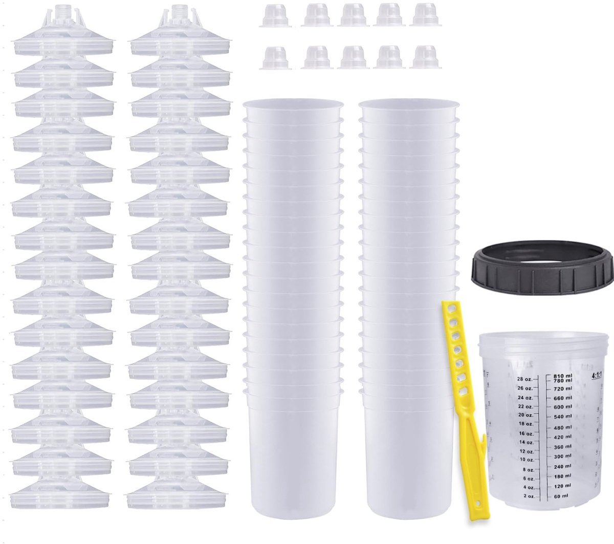Omgoods - Wegwerp Paint Spray Gun Bekers - Set van 30 Bekers en Lids