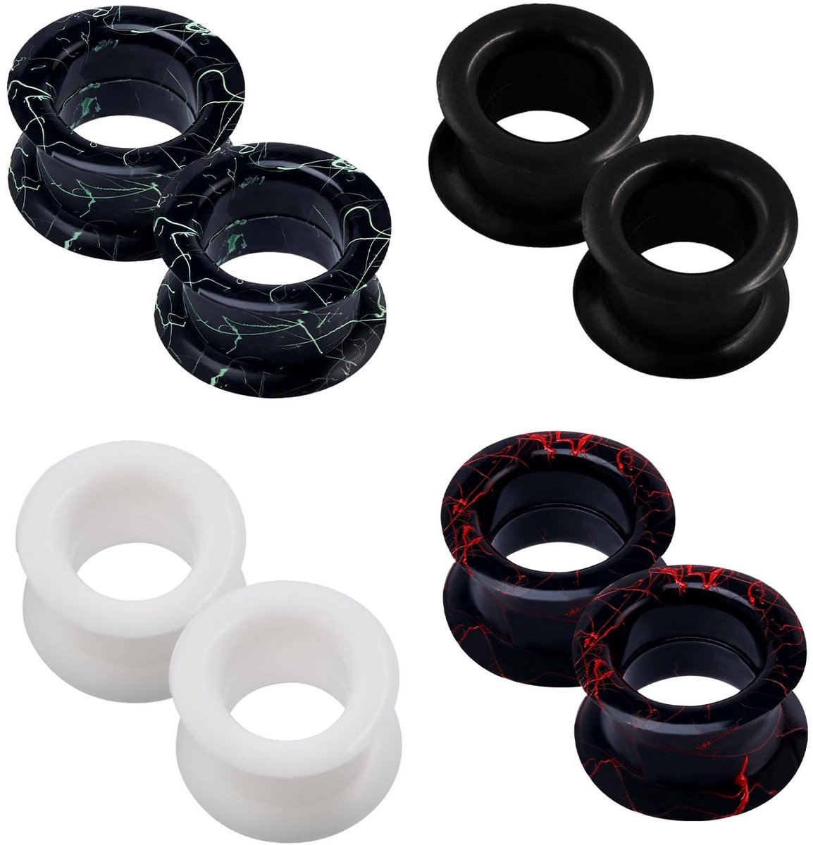 Omgoods - 4 Paar Siliconen Vleestunnels - Oordoppen Expander voor Piercing 6mm-25mm