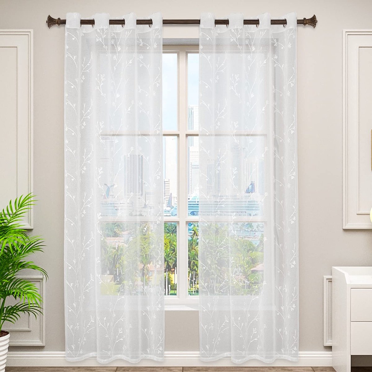 Omgoods - 2 Transparante Gordijnen met Oogjes - Wit 140x175 cm
