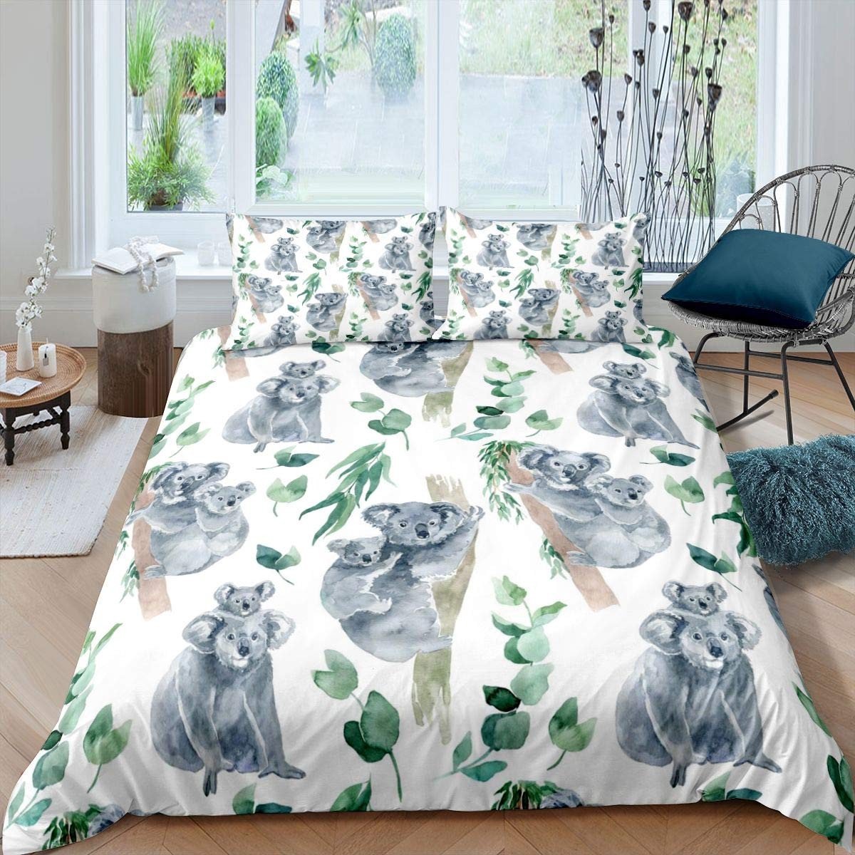 Omgoods - Koala Kinder Dekbedovertrekset met Bladeren en Takken