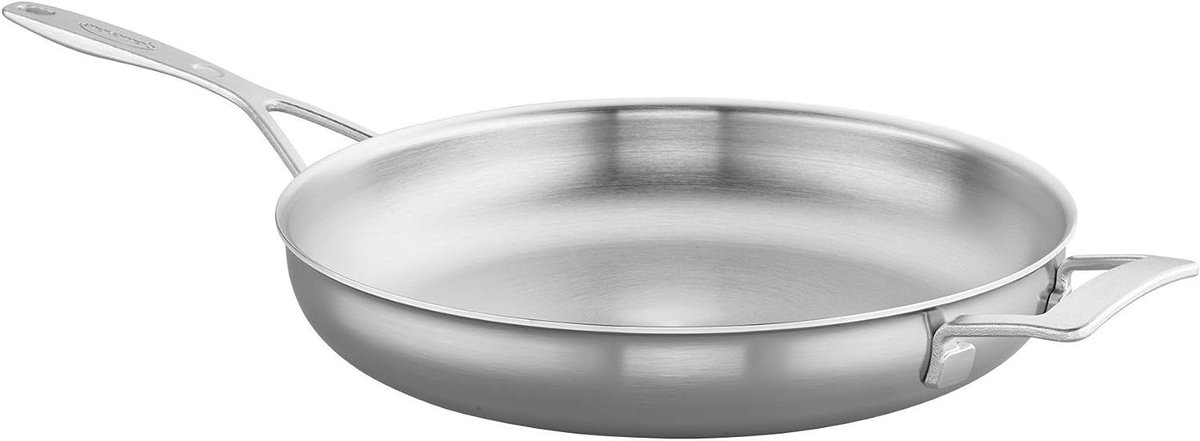 Koekenpan met Handvat - Koekenpan Roestvrij Staal - Steak en Roerbakken - 5-laags Constructie - 32 cm - Zilverkleurig