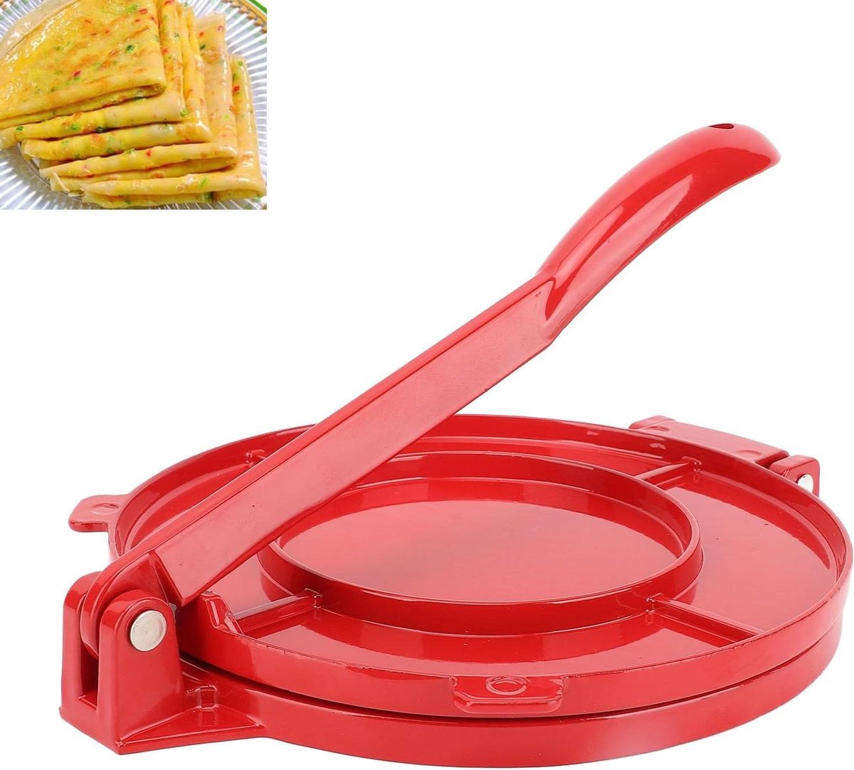 Tortilla Pers - Flatbread Maker - Gelijkmatig Deeg Drukken - Aluminium Legering - 25 cm - Rood