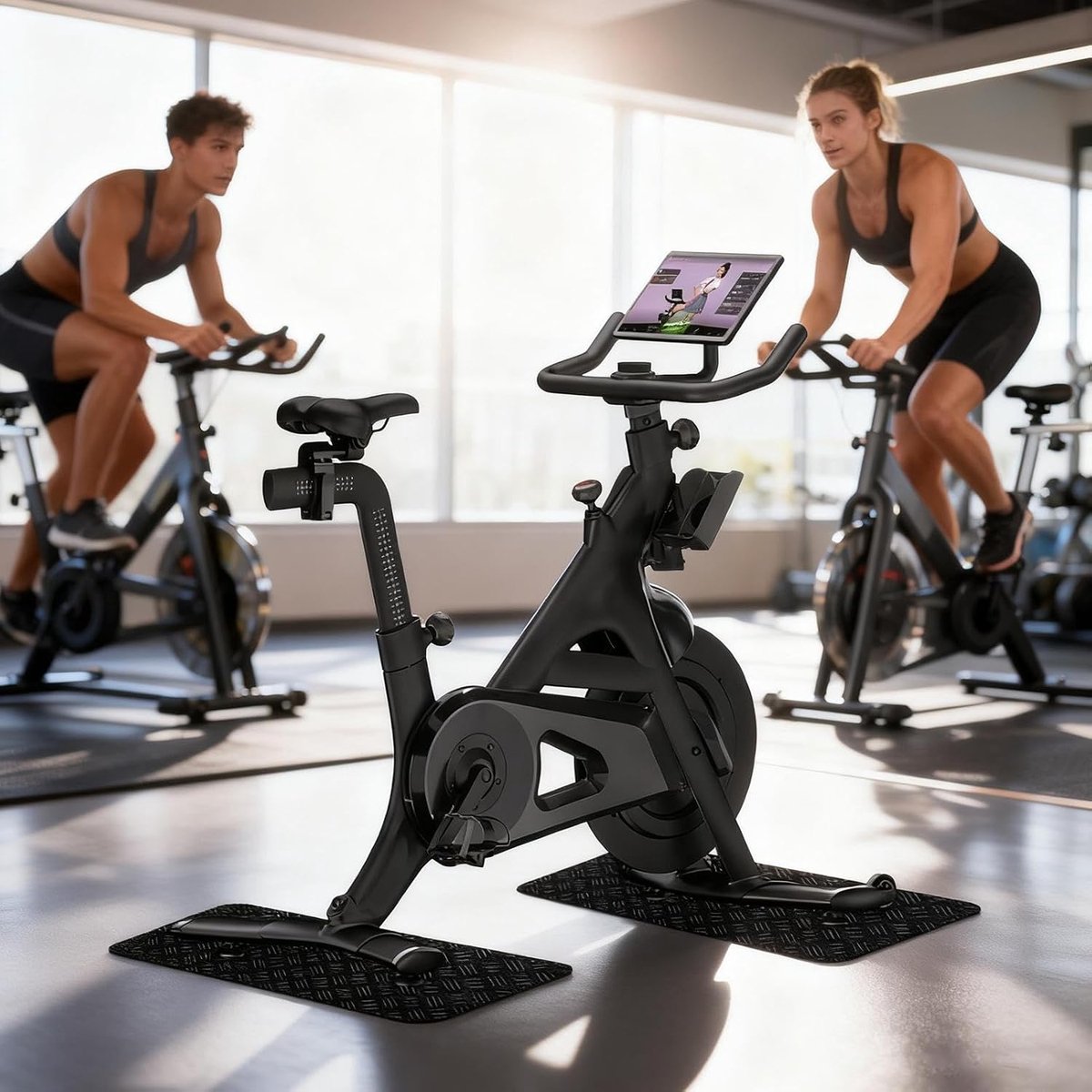 Fietsmat - Hometrainer Mat - Stabiel Trainen - Dubbelzijdig Antislip - 63.5 x 30 cm - Zwart