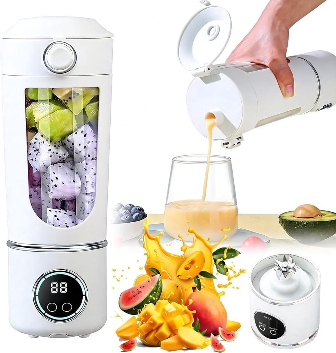 Draagbare mini-blender voor smoothies en shakes 700 ml USB-oplaadbare mixer voor thuis en onderweg ideaal voor sport en outdoor activiteiten