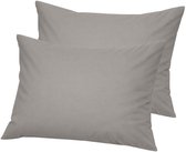 Droomtextiel Kussenslopen 60x70 cm Licht Grijs Set Van 2 Stuks - Hotelkwaliteit - 100% Hoogwaardige Katoen