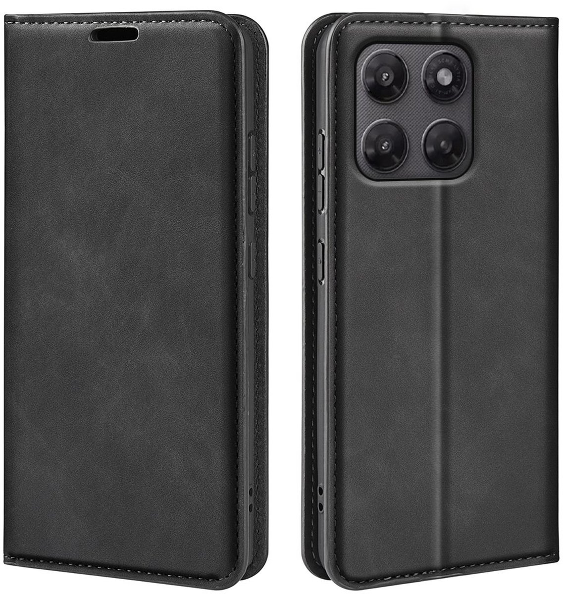 MobyDefend Hoesje - Geschikt voor Motorola Moto G37 Power - Luxe Wallet Bookcase (Magnetische Sluiting) - Zwart