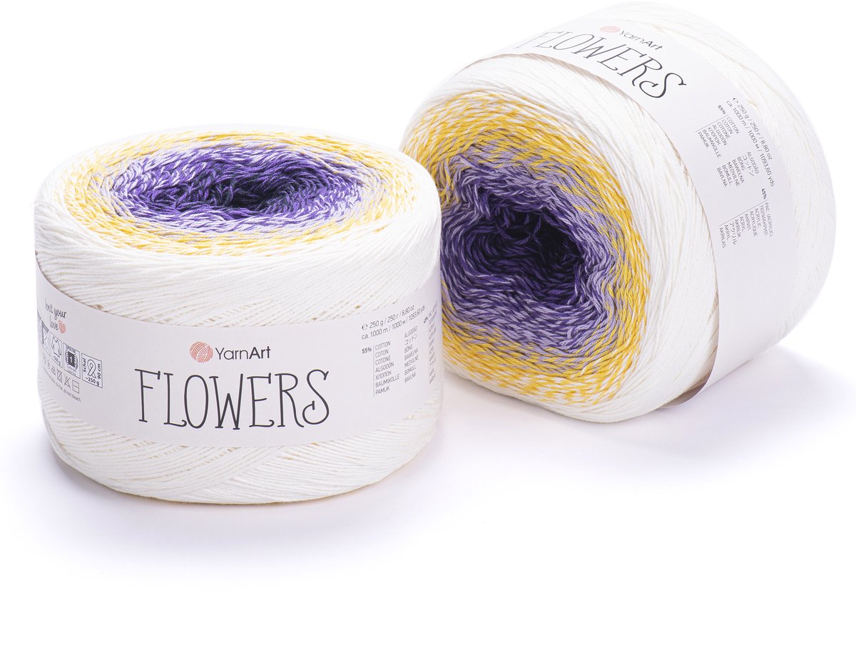 YarnArt Flowers Verloopgaren - 55% Katoen 45% Acryl - voor Haken en Breien - 250g / 1000m - Kleur 307