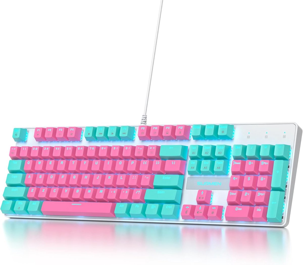 SbocKeeb V200 mechanisch toetsenbord op volledige grootte, 104 toetsen Bedraad USB RGB-backlit gamingtoetsenbord met - ShopVlot