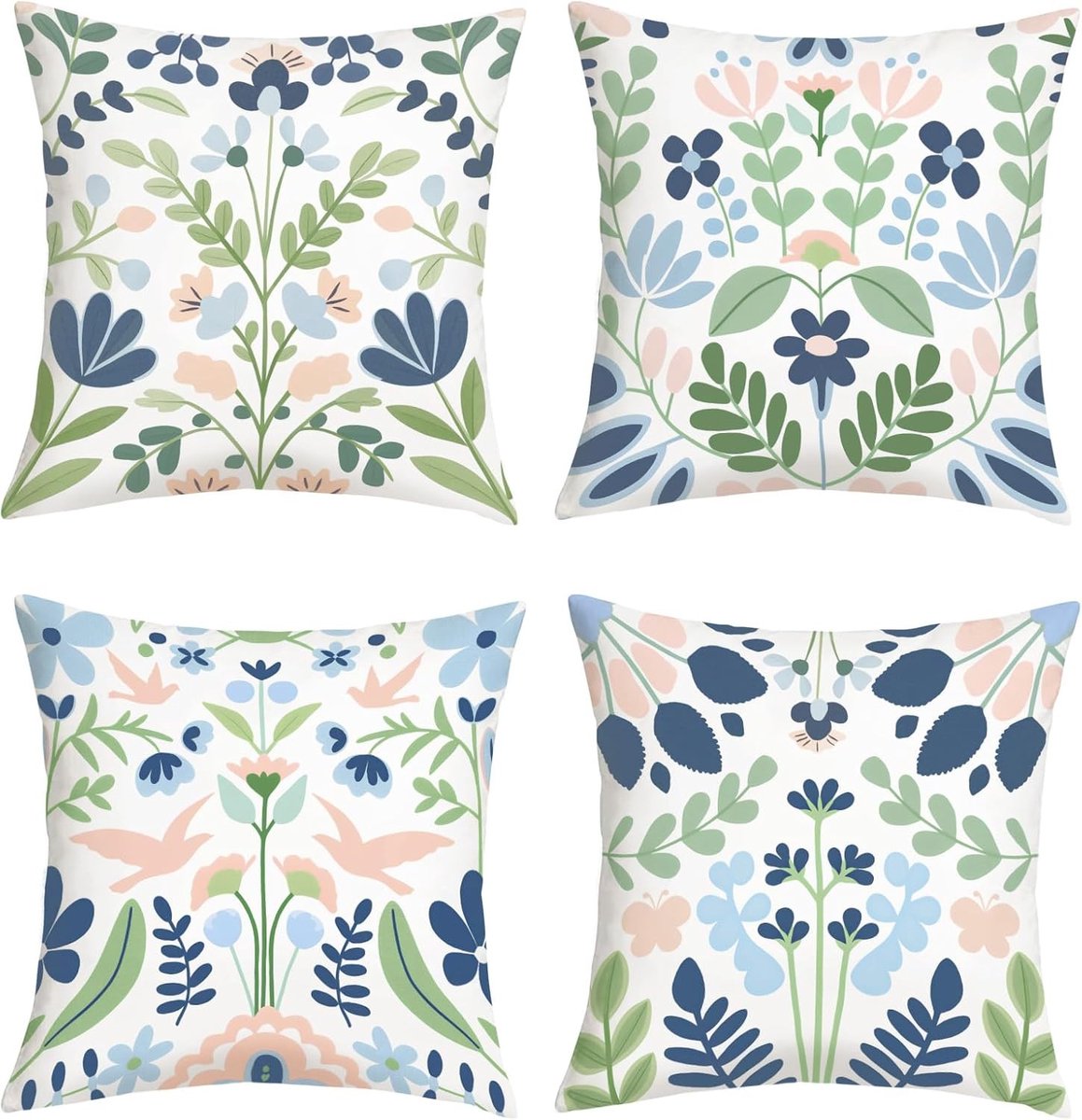 Decoratieve Kussenhoezen voor de Lente en Zomer met Bloemenprint - 45 x 45 cm Kussens voor Bank en Stoel