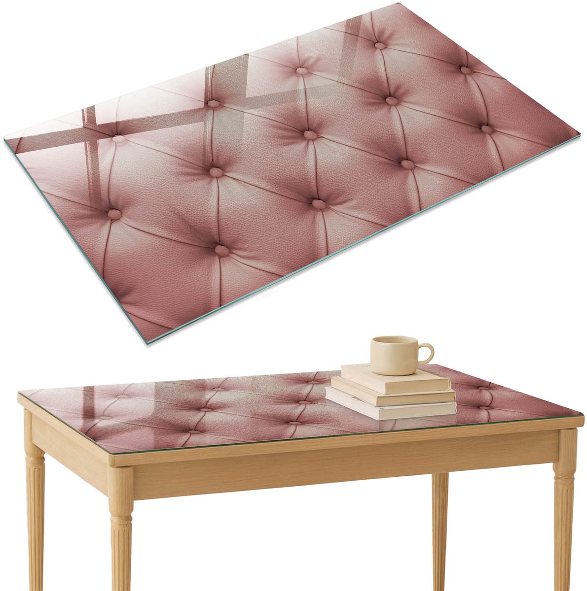 ArtPrintCave Roze bekleding Glazen Tafelblad 120x80 cm - Tafelblad Rechthoek - Roze Eettafel Met Glasplaat - Texturen Terrastafel