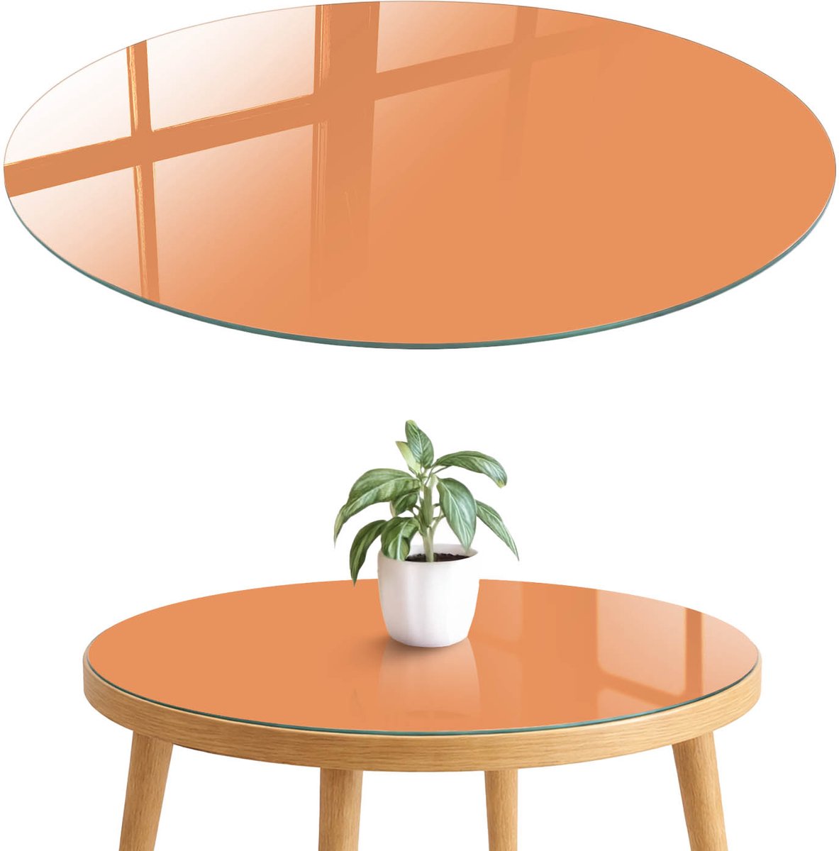ArtPrintCave Pastel oranje Glazen Tafelblad fi70 cm - Tafelblad Rond - Oranje Glasplaat - Achtergronden en patronen Bureaublad