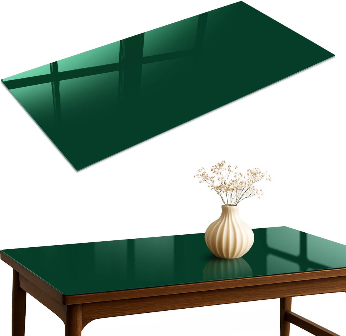 ArtPrintCave Flesgroen Glazen Tafelblad 120x60 cm - Tafelblad Rechthoek - Groente Keukentafel - Achtergronden en patronen Keukentafel