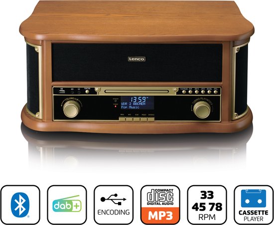 Lenco Retro Platenspeler Bundel - TCD-2571WD + TTA-6IN1 - Platenspeler met Bluetooth, DAB en Cassette - 6-delige LP Schoonmaakset — afbeelding 4