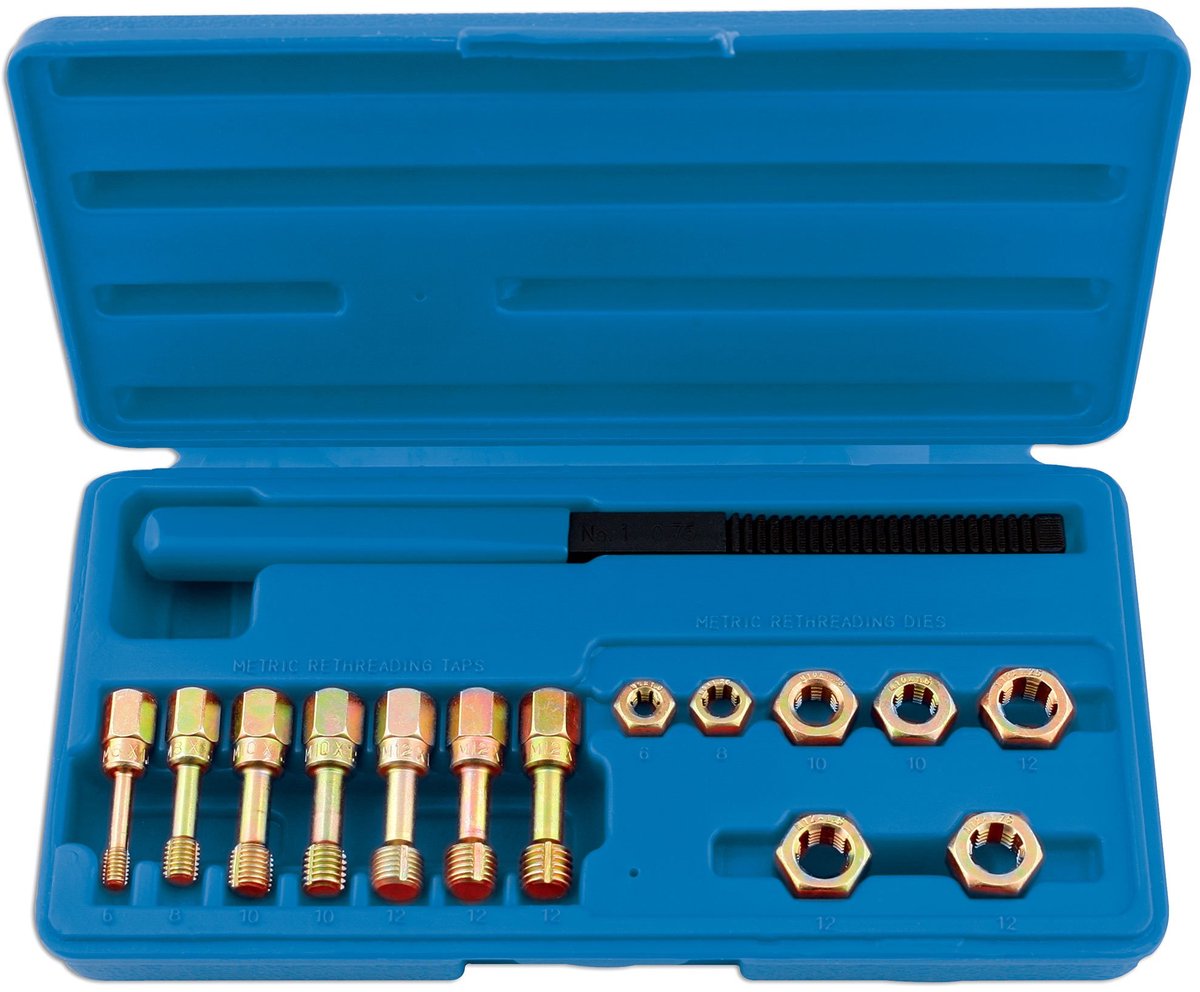 SnelShoppen - Laser 5555 Metrisch Schroefdraad Reparatie Kit - Complete Set voor Metrische Schroefdraad Reparatie - Inclusief Gereedschap en Toebehore