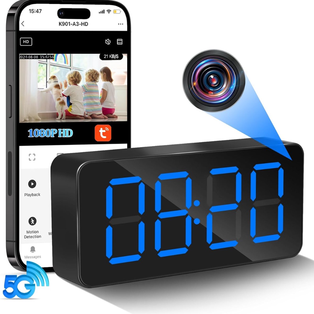 Zavio® Verborgen Camera - Spy Camera - Spionage - Zwart