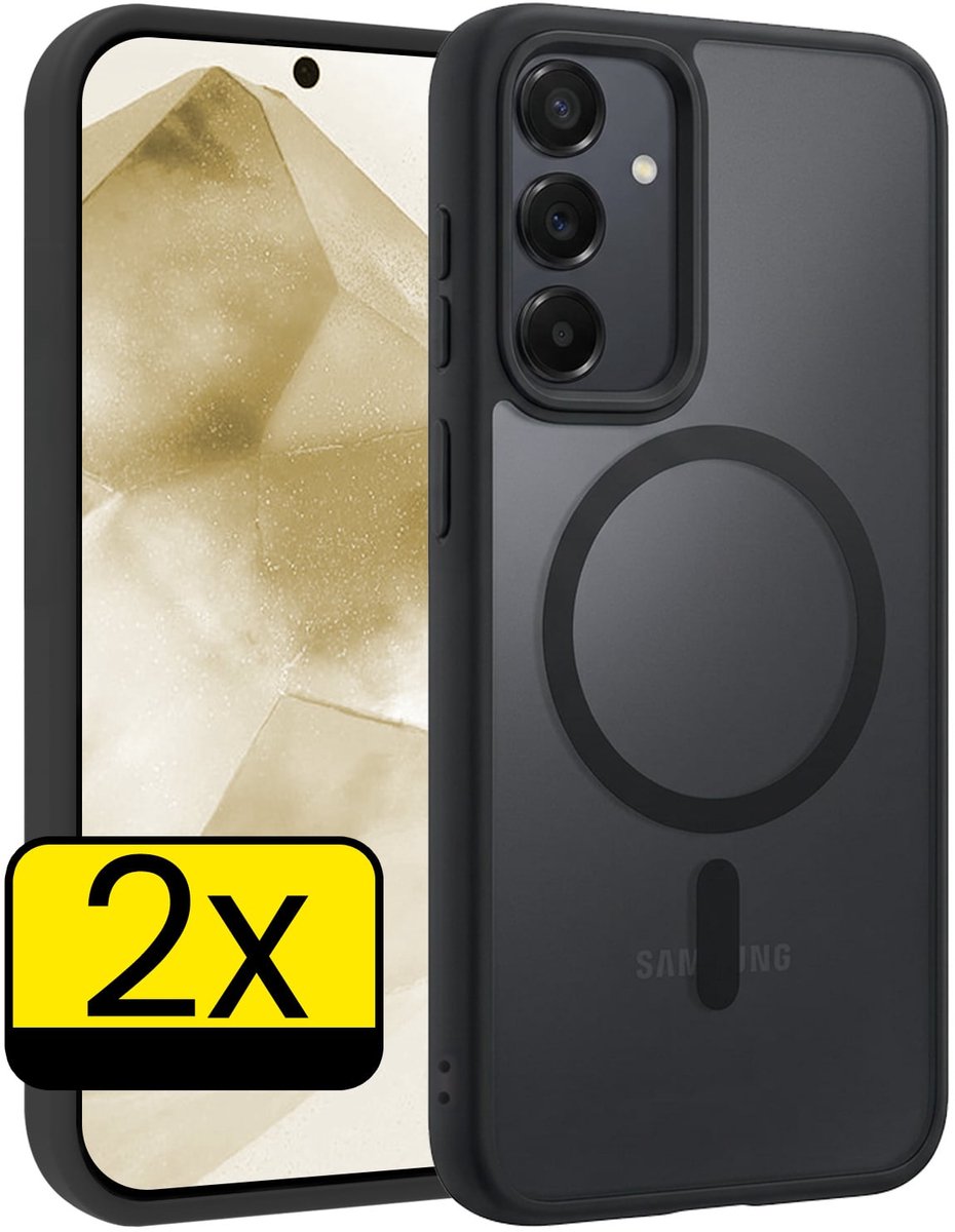 Hoesje - 2 Stuks - Geschikt voor Samsung Galaxy A55 - Magsafe Compatible - Sterk & Shockproof - Back Cover - Shock Proof Case - Telefoon Hoes - Telefoonhoesjes - Zwart