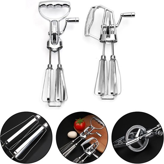 Handmatige Mixer - Keuken Accessoire - Bakken en Koken - Instelbare Snelheid - Groot 31cm - Zilverkleurig — afbeelding 2