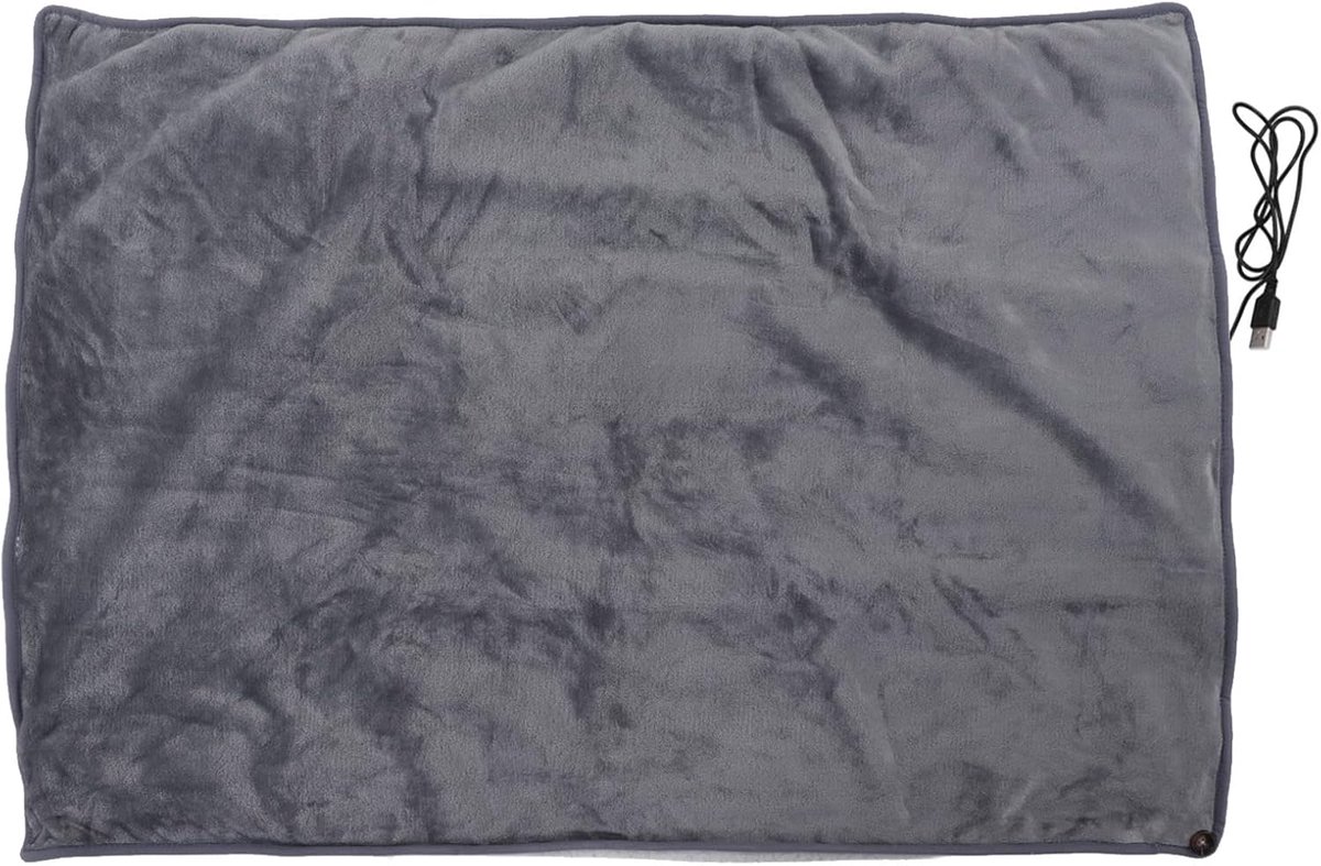SnelShoppen - Elektrisch Verwarmde Deken 100x70cm Wasbare Flanel voor Camping, Thuis, Auto, 5V Voeding, Multifunctioneel, Ideaal voor Koudere Dagen