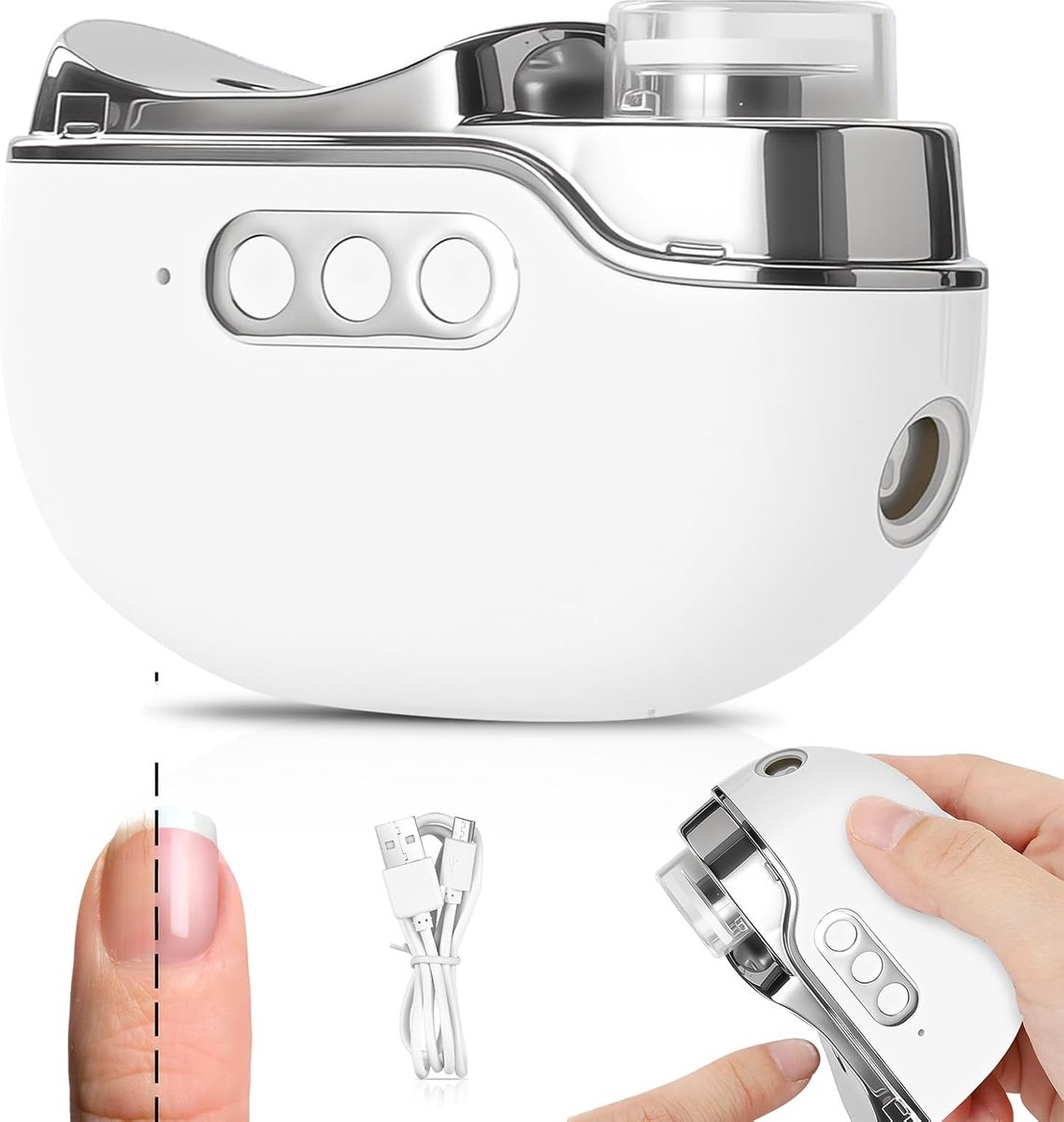 Elektrische nagelknipper - 4-in-1 met ledlicht - uv-desinfectie - veilig voor baby’s en volwassenen - ShopVlot
